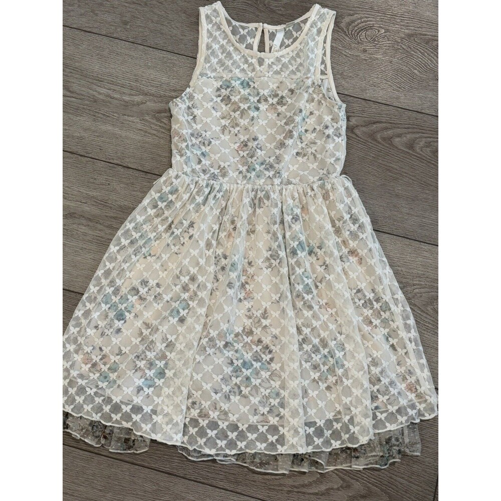 Disney Cinderella Girls Size 12 Lace Overlay Floral Butterfly‎ Dress Tulle